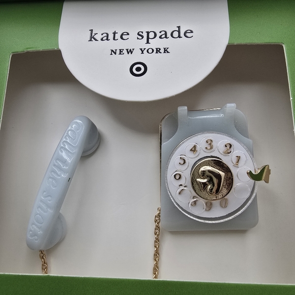 Kate Spade x Target Telephone Brooch Nostalgic Rotary Dial Phone Blue & White - Picture 14 of 14